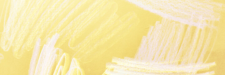 Crayon Stroke. Gold and Light Vintage Sketch. White and Yellow Children Stroke. Monochrome Child 