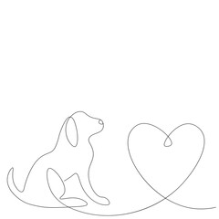 Cute puppy dog heart love background, vector illustration
