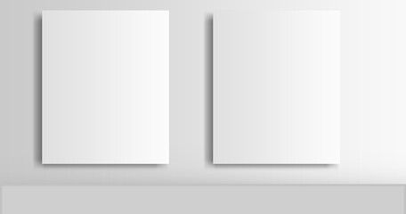 Fototapeta na wymiar 2 big simple frame on white grey wall 