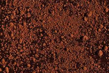 The texture is crumbly chocolate color.
