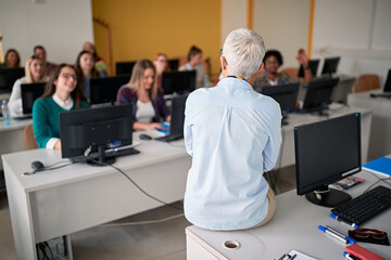An informatics lecture at the university computer classroom