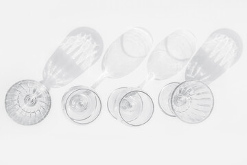 Four glasses on a white background.