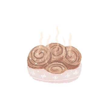 Cinnamon rolls illustration, hygge essentials