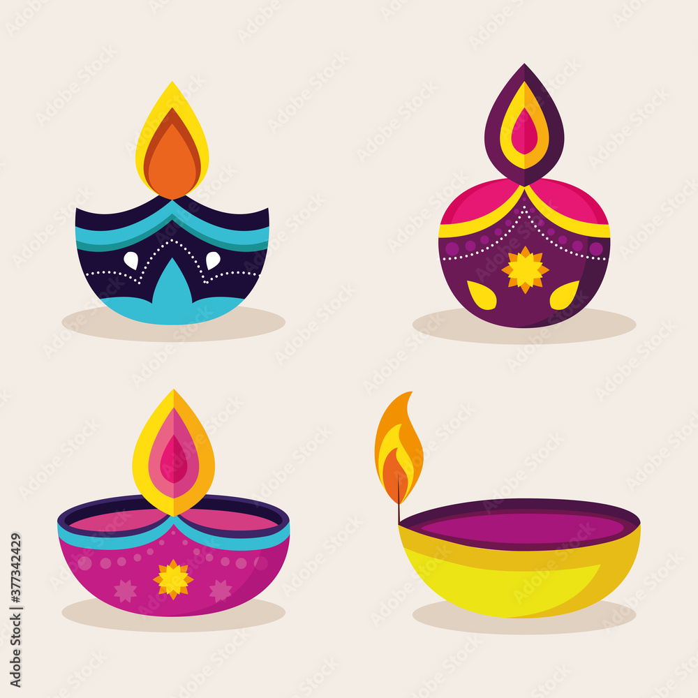 Canvas Prints set candles for diwali festival decoration vector illustration design