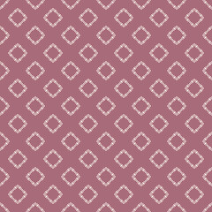 Fototapeta premium Geometric square texture. Abstract vector seamless pattern with small rhombuses, diamonds, squares. Elegant geo background. Rose colored ornament. Repeat design for decor, wallpaper, fabric, print