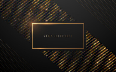 Gold luxury frame with dots on black background