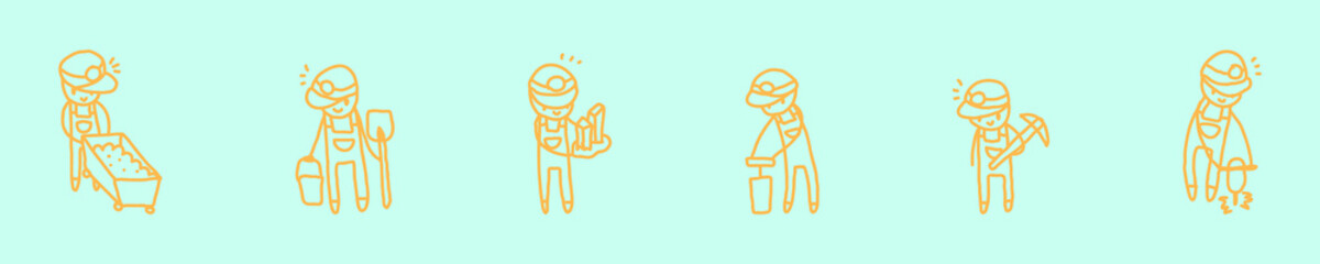 Set of mining or construction design element. isolated vector illustration on blue background