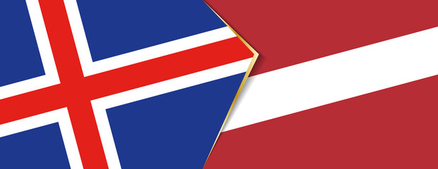 Iceland and Latvia flags, two vector flags.