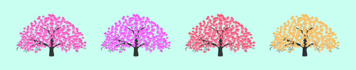 Obraz premium set of cherry blossom cartoon icon design template with various models. vector illustration