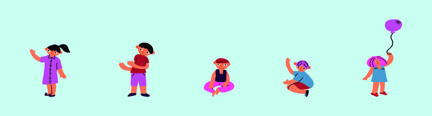 set of children cartoon character design template with various models. vector illustration