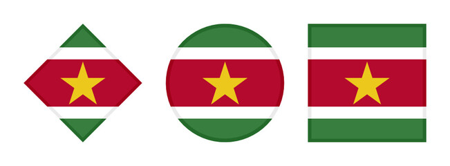suriname flag icon set. isolated on white background
