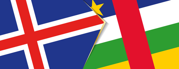 Iceland and Central African Republic flags, two vector flags.