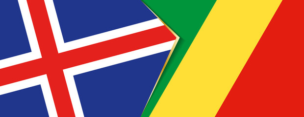 Iceland and Congo flags, two vector flags.