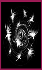 Tarot cards - back design.  Abstract birds, spiral