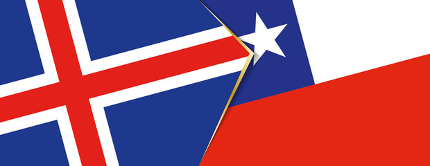 Iceland and Chile flags, two vector flags.