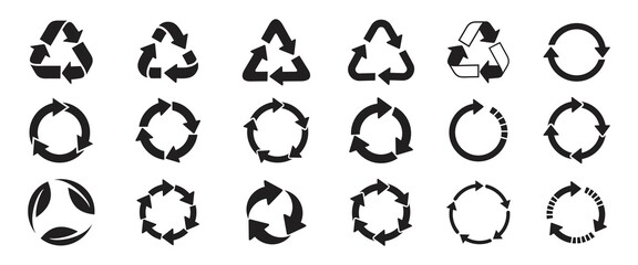 Recycle icon set. Recycling Vector Isolated on white background. Recycle sign or symbol