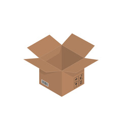 Cardboard brown box, crate box 3d, isometric box.