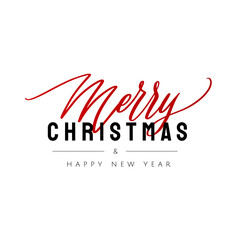 Merry Christmas and Happy New Year lettering composition for greeting card or banner, website