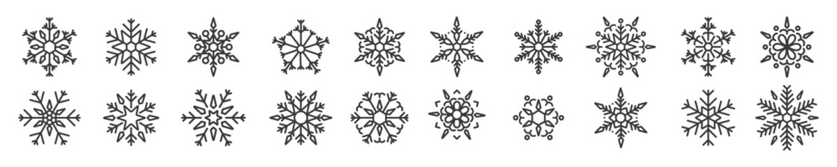 Snowflake vector Christmas icon set, snowflake winter icon symbol on white background,
