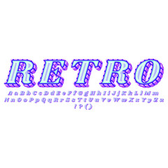 Font and alphabet neon style. Text: retro. Vector.
