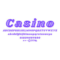 Font and alphabet Poker, casino style. Text: Casino. Vector.