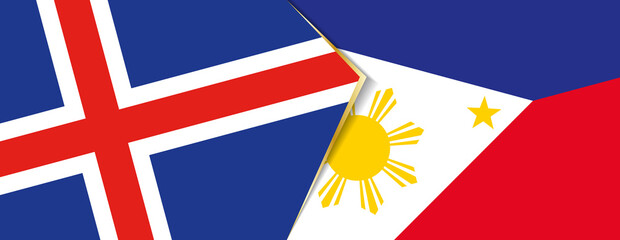 Iceland and Philippines flags, two vector flags.