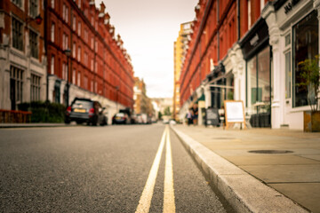 Fototapeta na wymiar Chiltern Street in Marylebone, London- close focus low view
