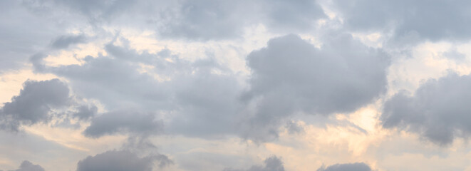 Panoramic soft worm white sky cloudy cloudscape background, Dreamy sky cloud background concept