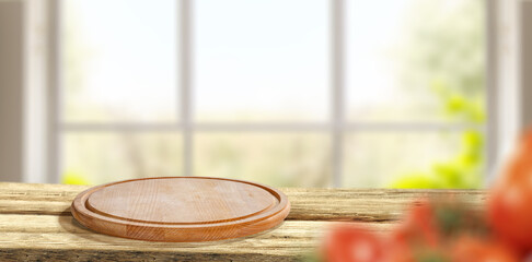 Table background of free space and window 