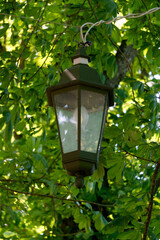 Metal street lamp with glass, antique stylized.