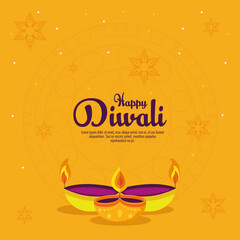 banner of diwali festival holiday with candles decoration vector illustration design