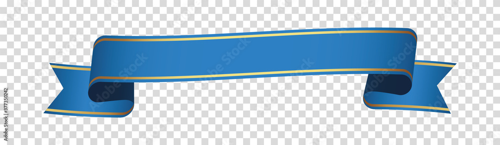 Wall mural blue ribbon banner label on transparent background