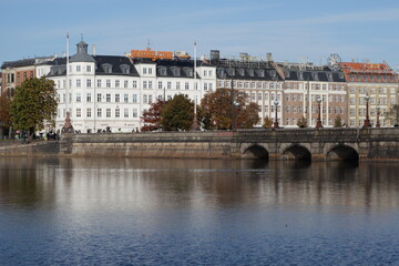 Fototapeta na wymiar City canal and historical heritage, buildings, landmarks and monuments of Copenhagen, Denmark