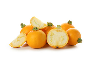 Fresh round zucchini isolated on white background