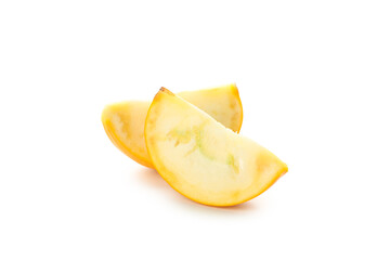 Fresh zucchini slices isolated on white background