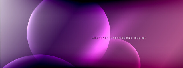 Vector abstract background liquid bubble circles on fluid gradient with shadows and light effects. Shiny design templates for text
