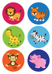 Assorted cartoon jungle animals icon