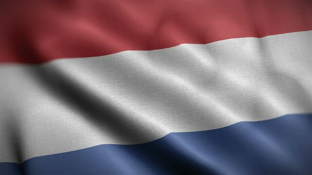 netherlands flag closeup blowing in wind