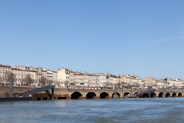 Fototapeta na wymiar Quays des Chartrons and de Bacalan on a bright sunny day, Bordeaux, France