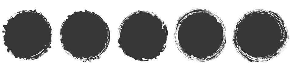 round brush painted ink stamp circle banner on white background	
