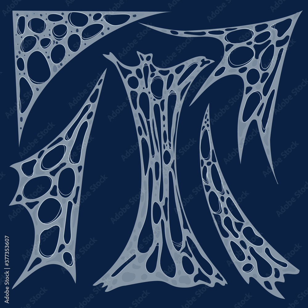 Wall mural creepy halloween spider web clipart set. spooky cobweb in corner vector illustration pack. cartoon f