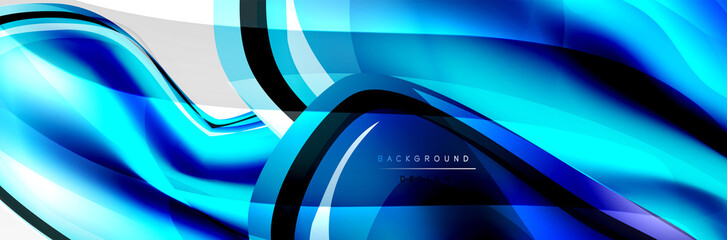 Vector abstract background, flowing liquid style bubble with metallic, color quicksilver chrome texture and color glow effects