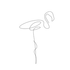 Fototapeta premium Flamingo line drawing, vector illustration