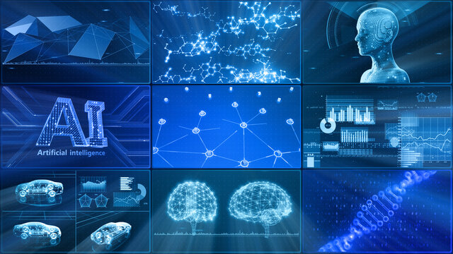 Digital Network Technology AI 5G data communication concepts 3D illustration Background.