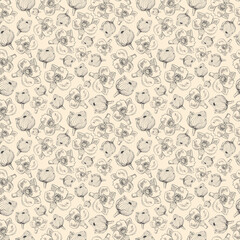 Seamless botanical floral peach pattern with limnocharitaceae