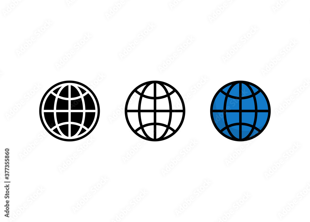 Poster globe icon set, go to web icon vector