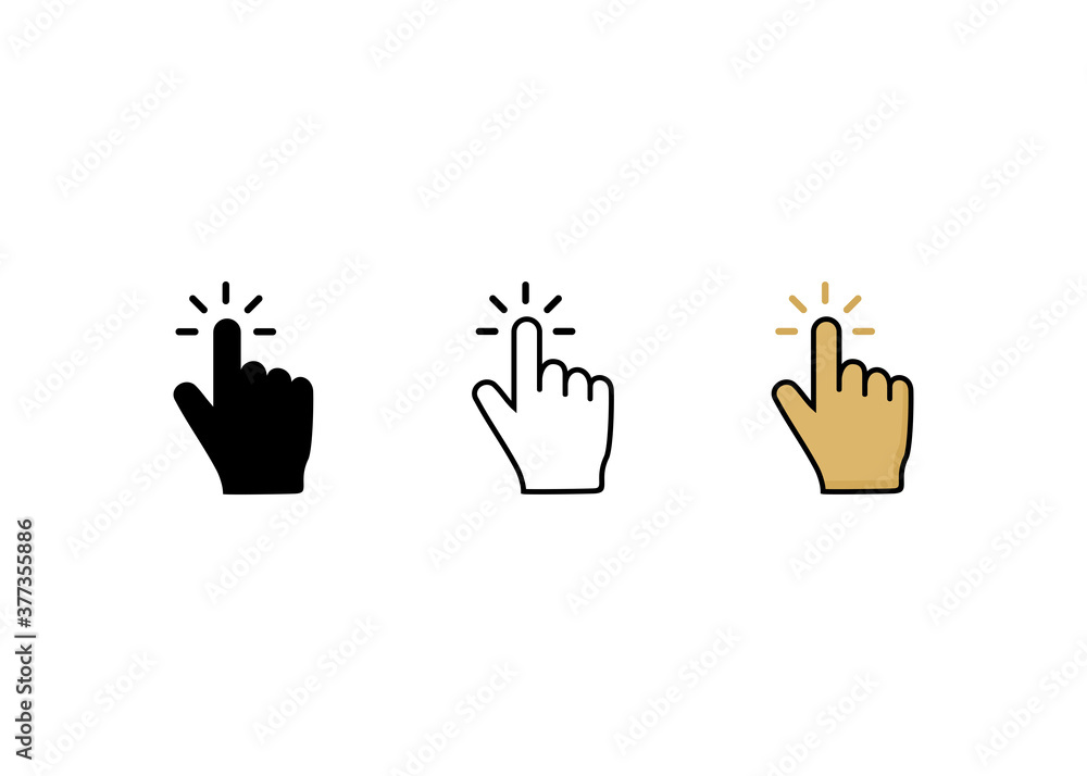 Poster hand click icon vector. hand cursor icon