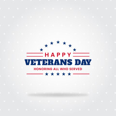 Happy Veterans Day Design with white background.United States of America national holiday vector illustration