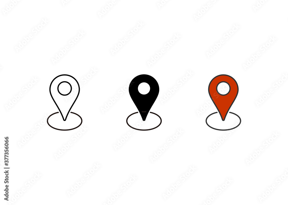 Poster pin map icon set. location point vector