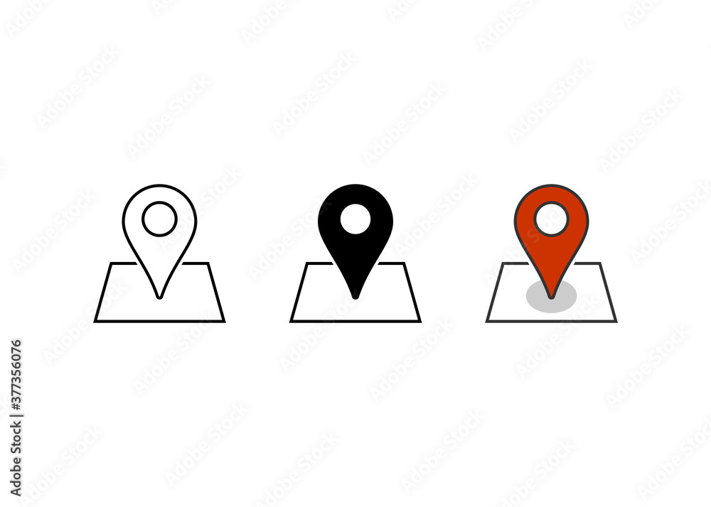 Poster pin map icon set. location point vector